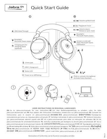 Jabra Evolve2 85 USB-C MS Teams Stereo - Quick Start Guide | Manualzz