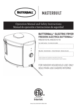 MASTERBUILT MB23015018, MB23015118 BUTTERBALL ELECTRIC FRYER