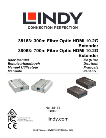 Lindy 300m Fibre Optic HDMI 10.2G Extender User manual | Manualzz