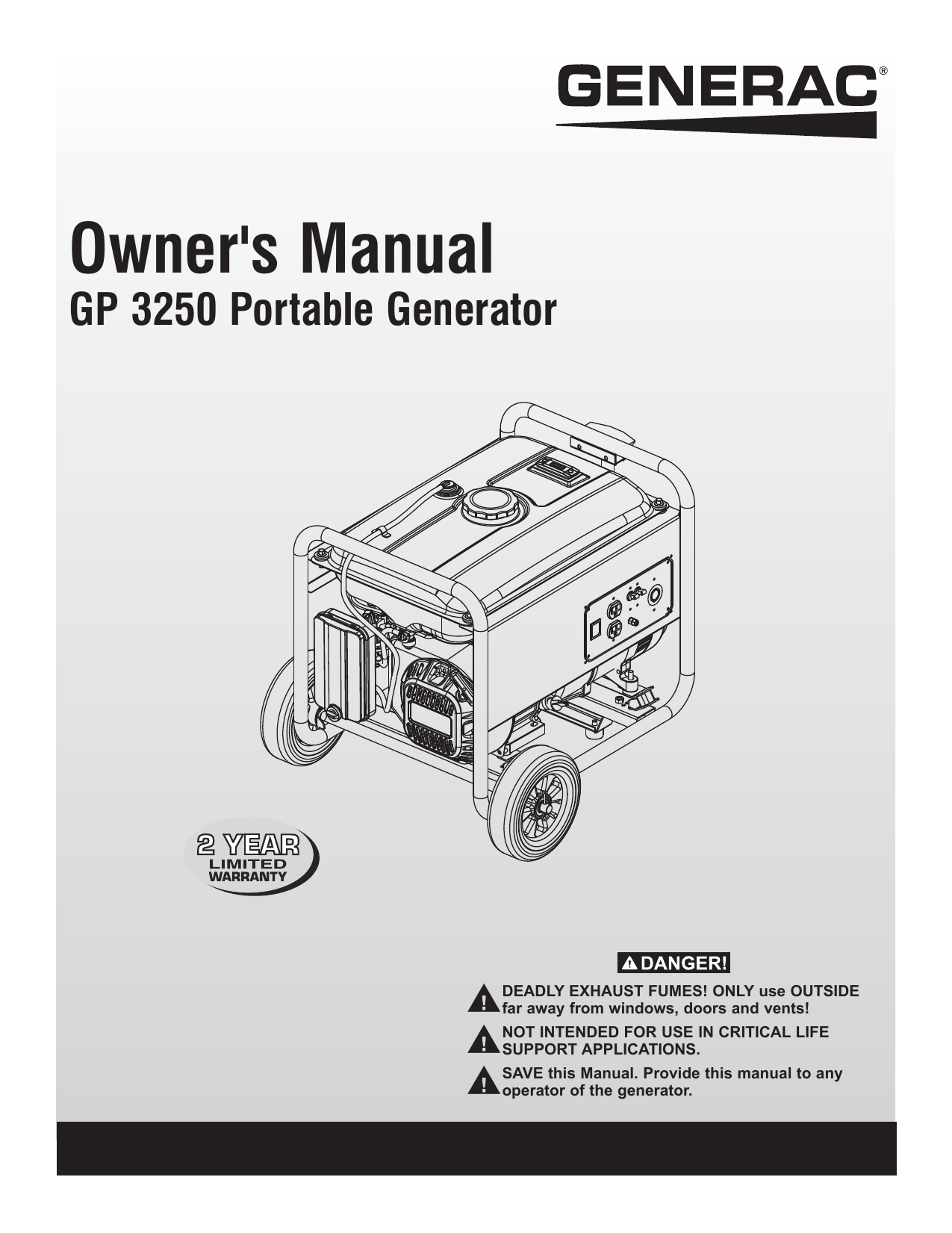 Generac GP3250 0059821 Portable Generator Manual | Manualzz