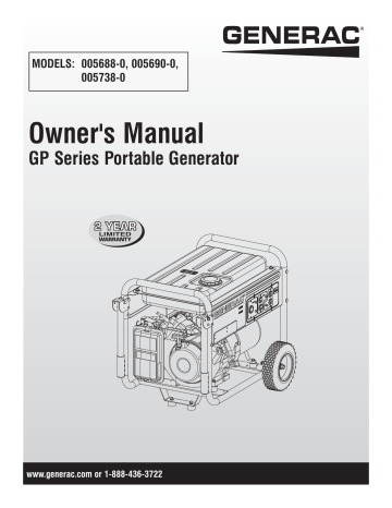 Generac GP5500 0057380 Portable Generator Manual | Manualzz