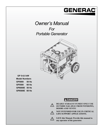 Generac GP5500 0068420 Manual | Manualzz