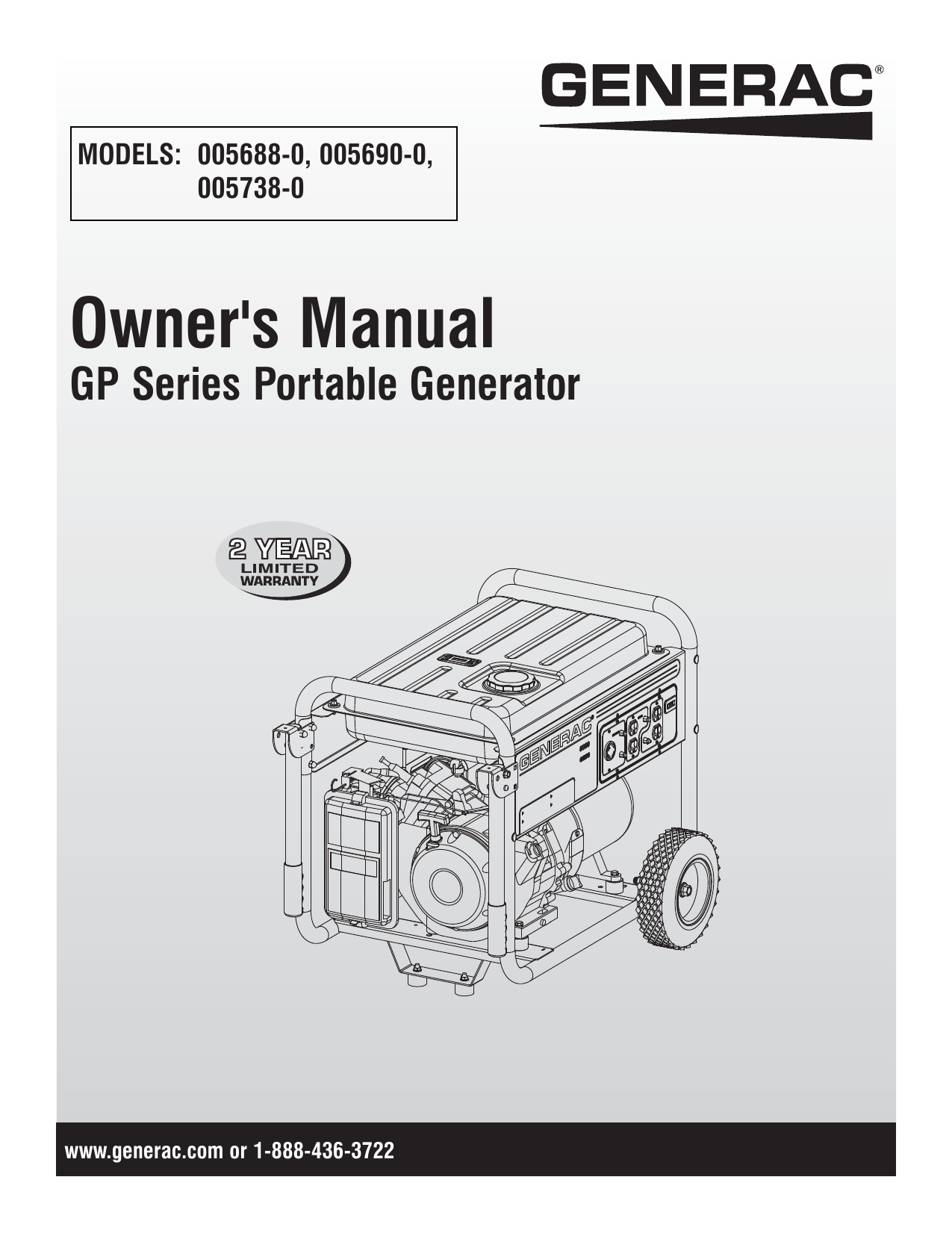 Generac GP6500 005690R0 Portable Generator Manual | Manualzz