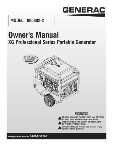 Generac XG10000E G0058022 Portable Generator Manual | Manualzz