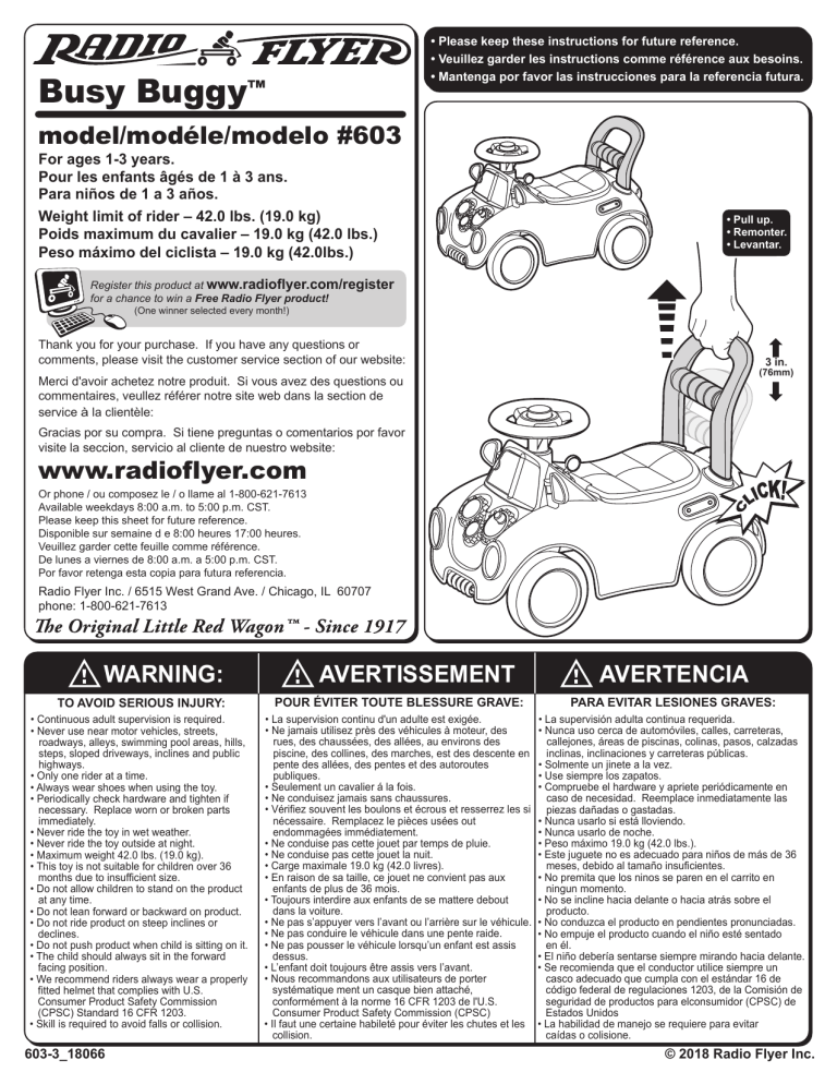 Radio Flyer 603 Operating instructions Manualzz