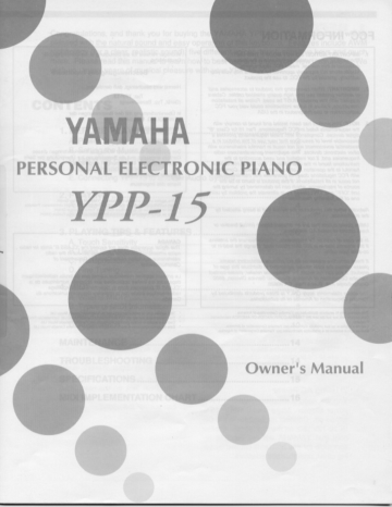 Yamaha YPP-15 Owner Manual | Manualzz