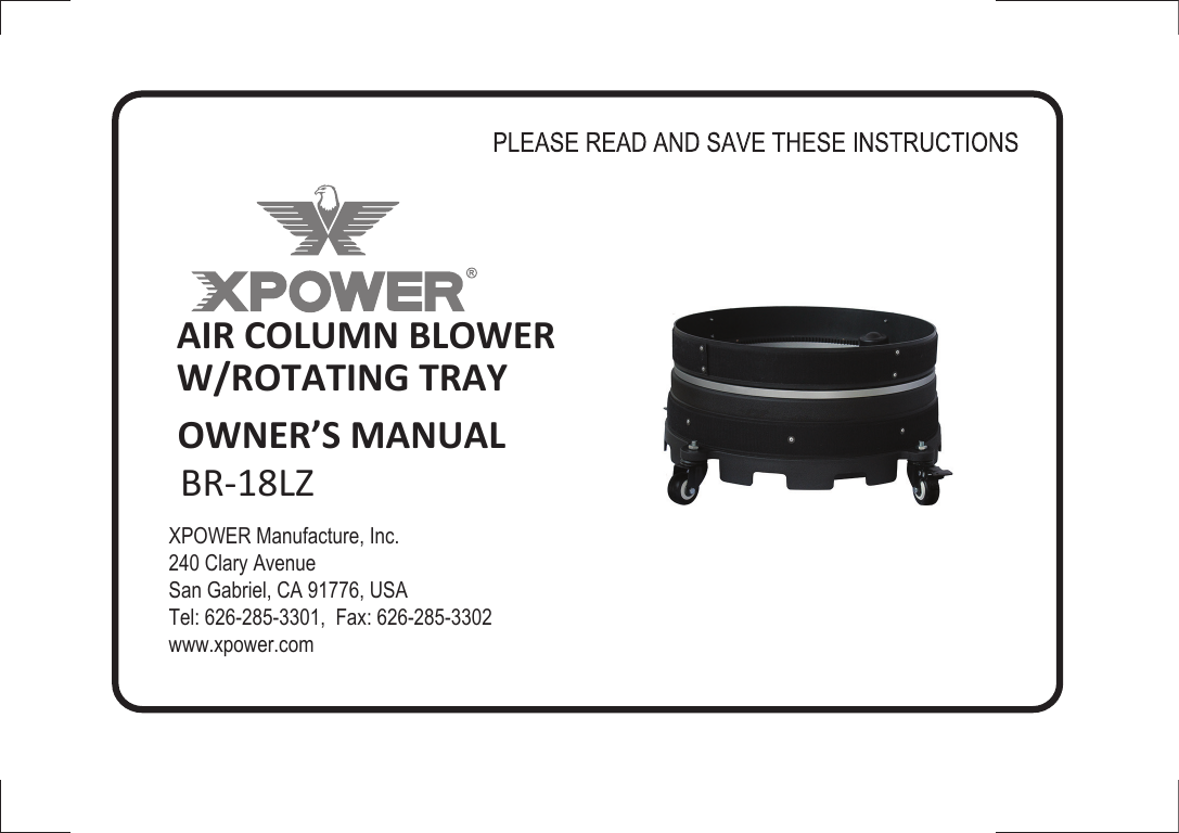 XPOWER INFLATABLE VERTICAL BLOWERS User manual Manualzz