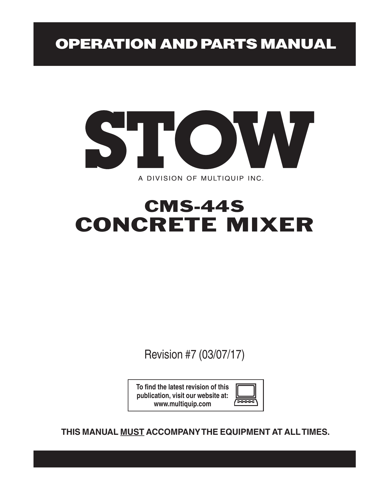 MQ Multiquip CMS44S STOW Concrete Mixer Operation Manual Manualzz