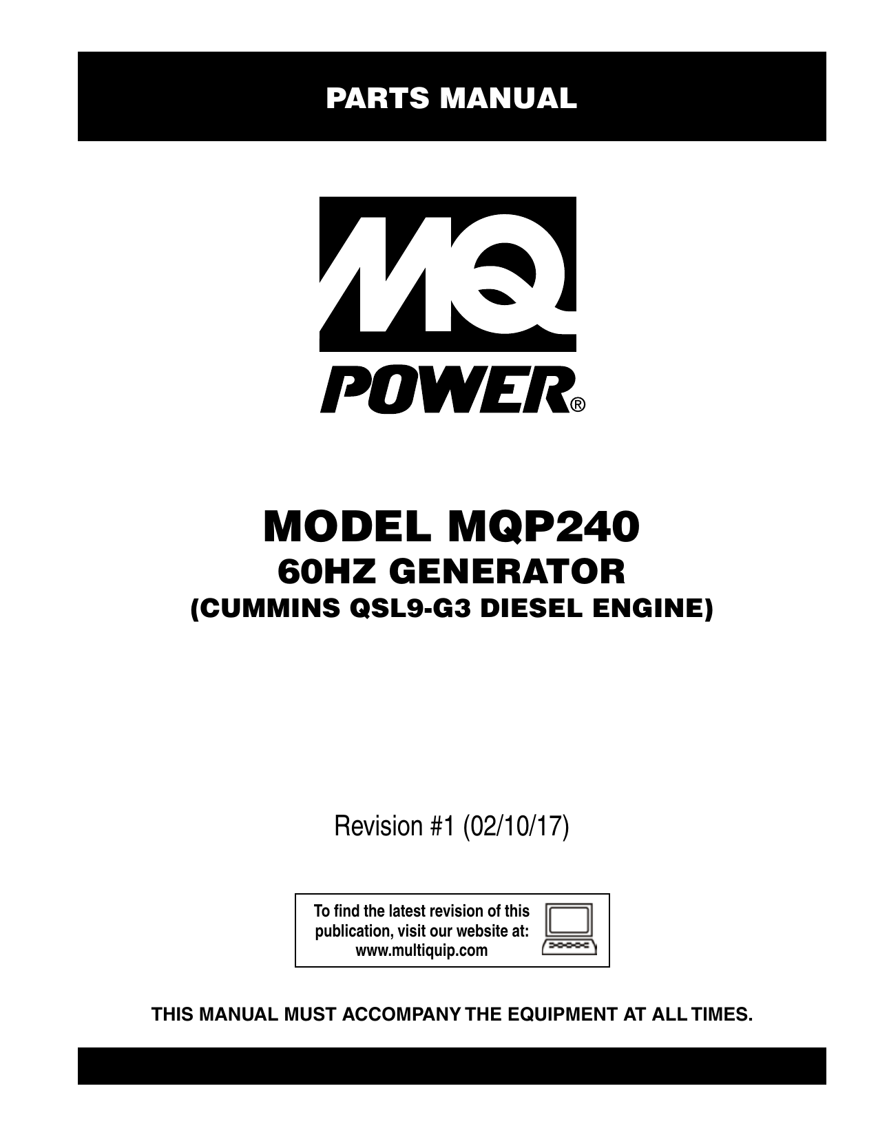 MQ Power MQP240 Generator Parts Manual | Manualzz