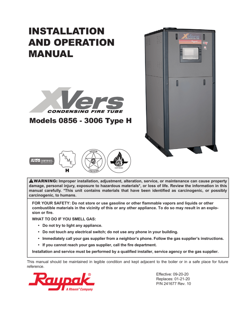 Raypak 856-3006 User manual | Manualzz