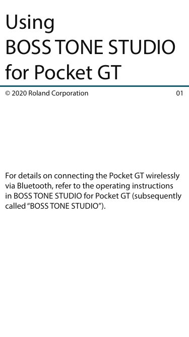 BOSS Pocket GT GUITAR EFFECTS PROCESSOR Owner Manual | Manualzz