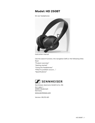 Sennheiser HD 250BT Instruction Manual 