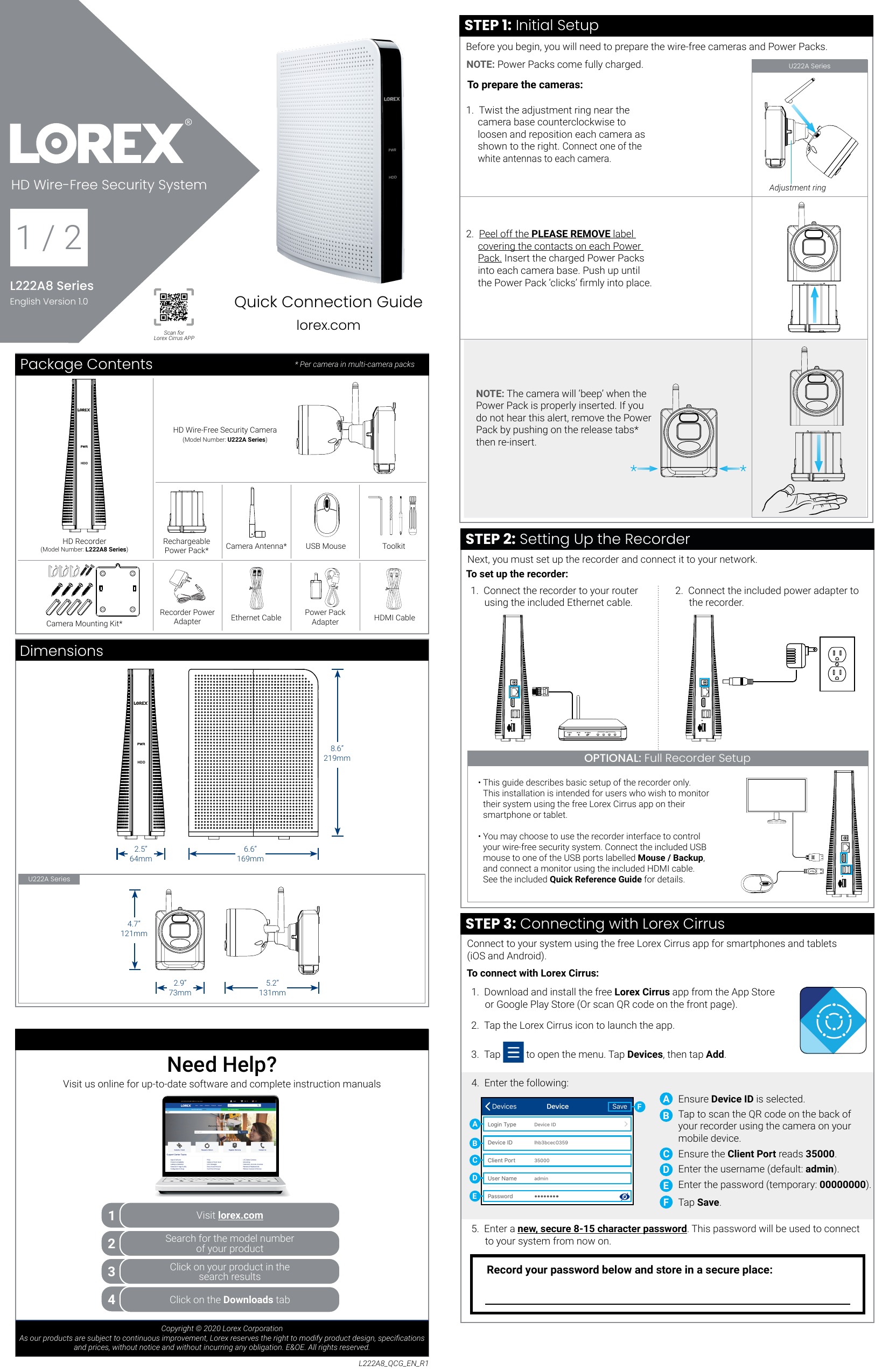 Lorex L222A81-6CM-E, L222A8E-2CM-E, L222A81-4CM-E User manual | Manualzz