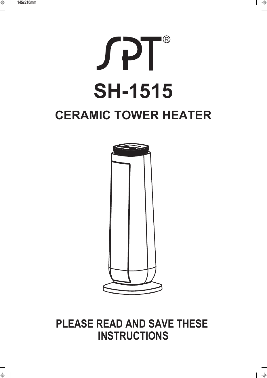 SPT SH-1515 Tower Ceramic Heater Manual 