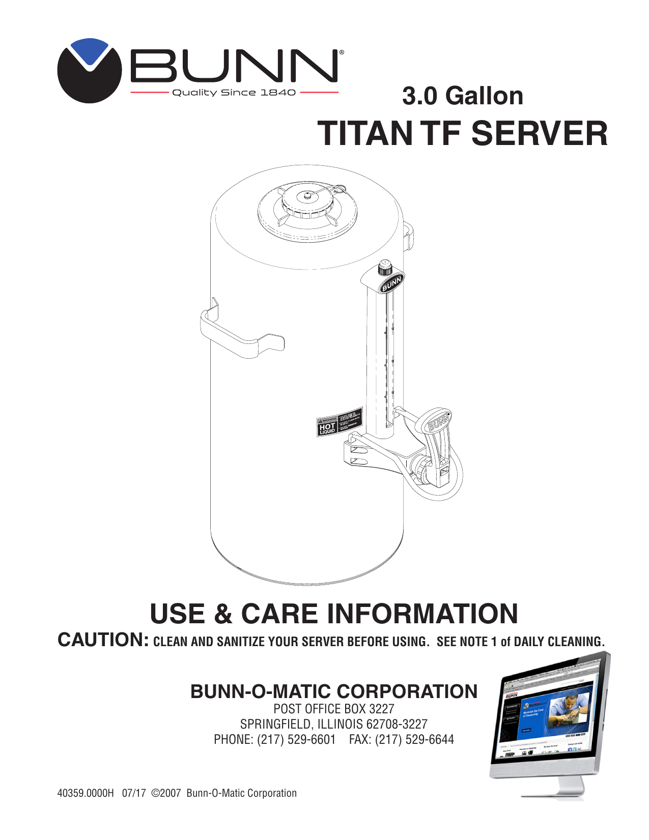 Bunn Tf Server Manual