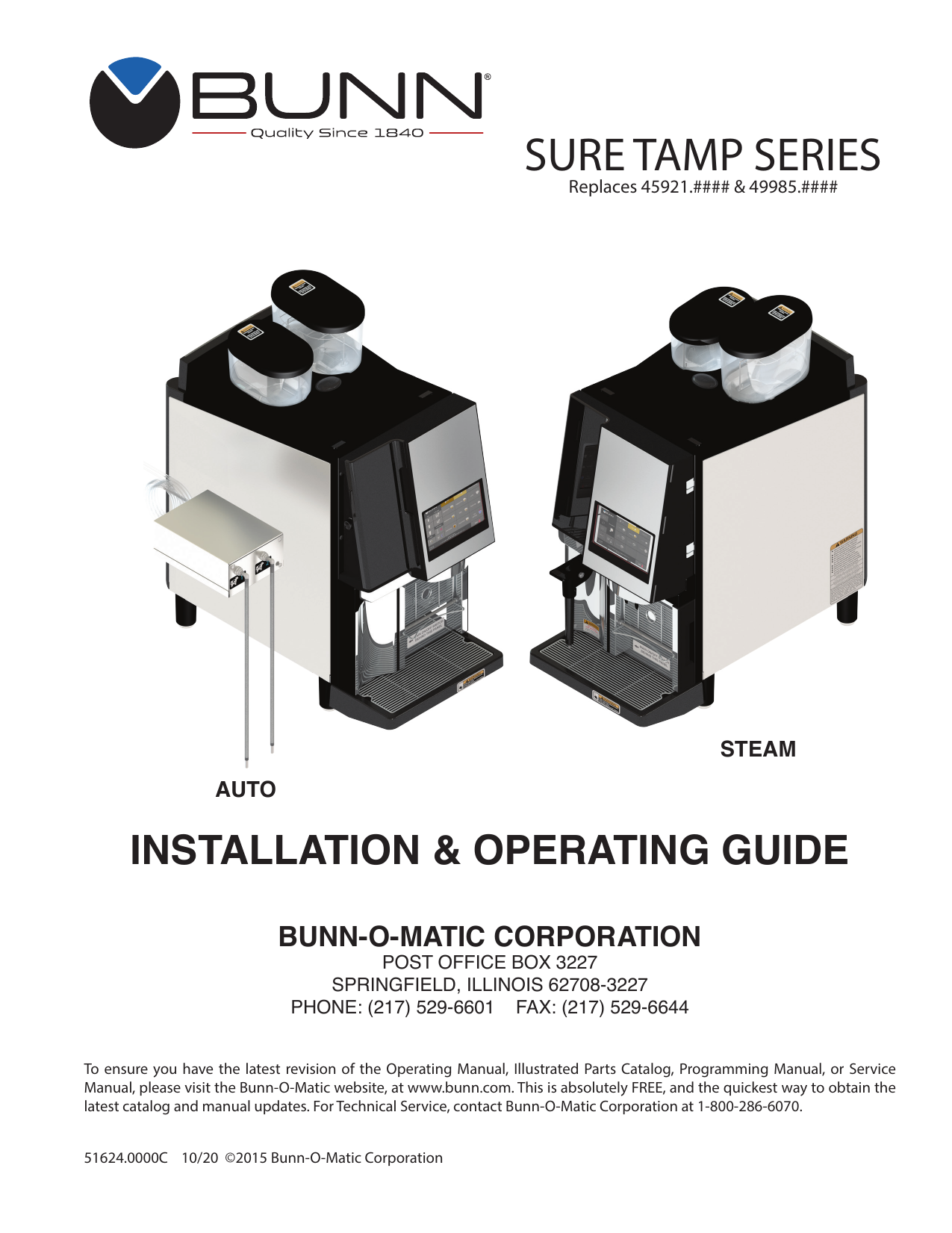 BUNN Sure Tamp Auto BUNN Espress® Sure Tamp™ Auto Superautomatic