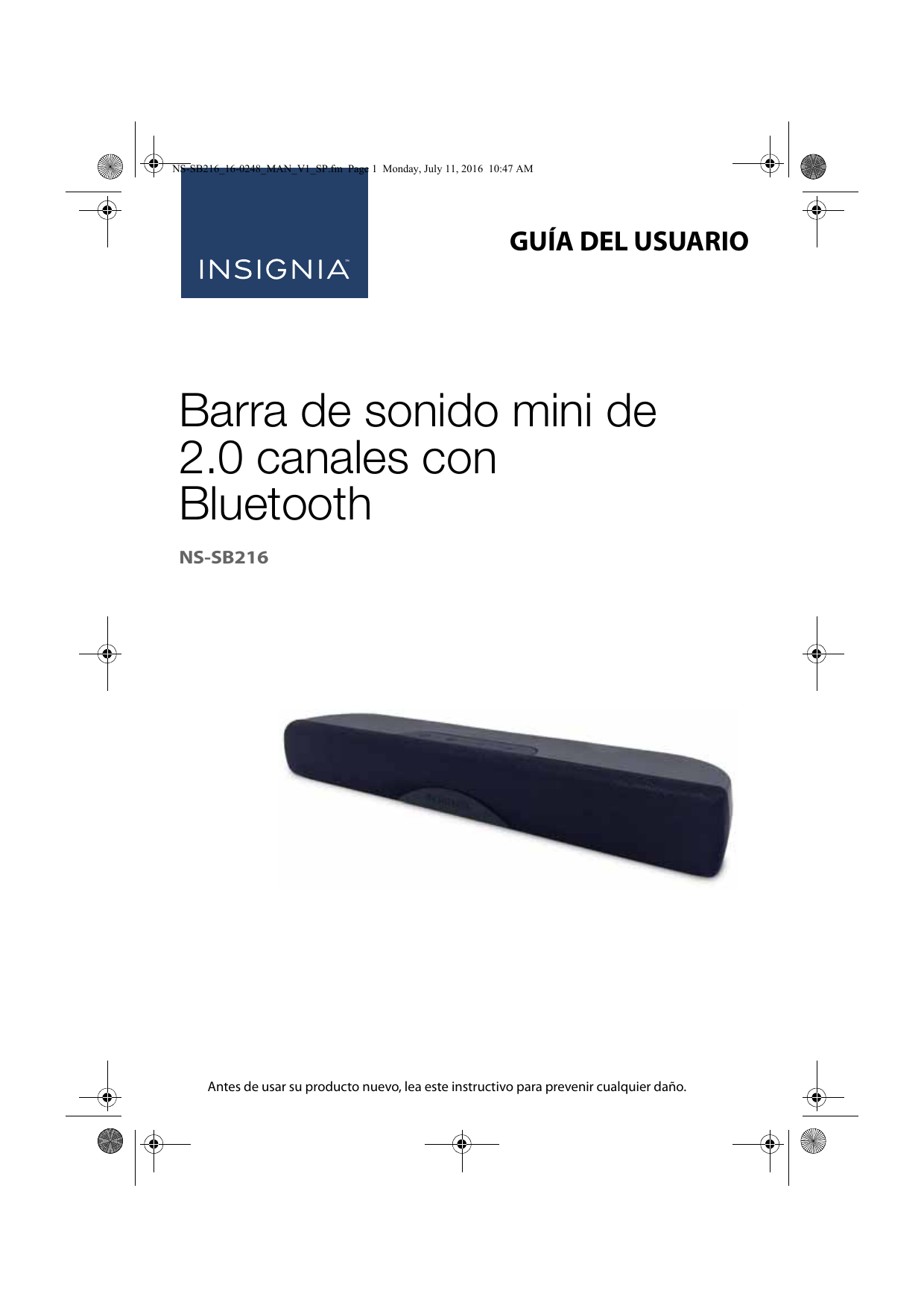 Insignia NSSB216 2.0Channel Soundbar Guía del usuario Manualzz