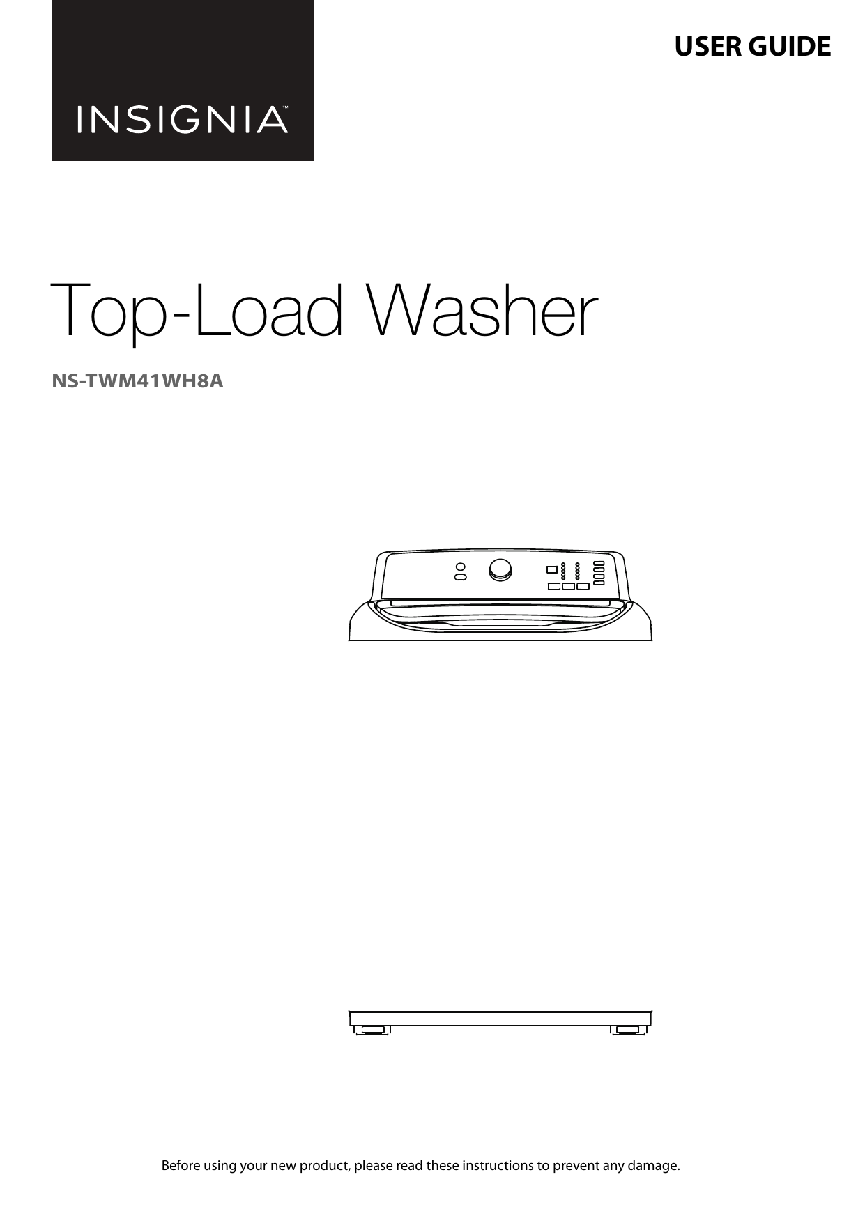 Insignia NSTWM41WH8A 4.1 Cu. Ft. 11Cycle TopLoading Washer User