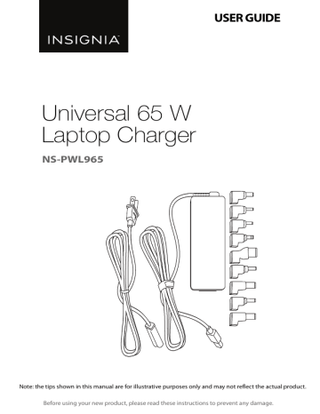 Insignia NS-PWL965 Universal 65W Laptop Charger User Guide | Manualzz