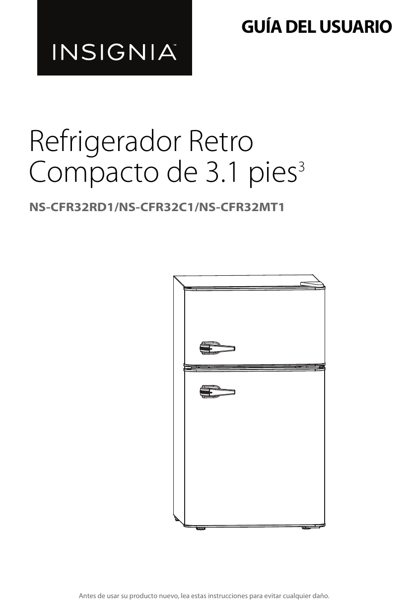 Insignia NSCFR32RD1 3.1 cu. ft. Retro Mini Fridge Manual de usuario
