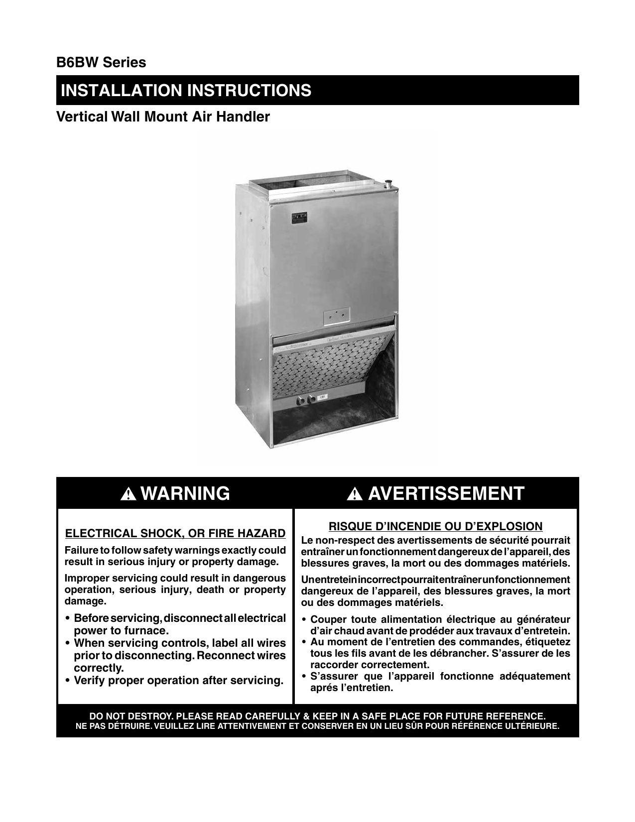 Westinghouse B6BW Installation Instruction | Manualzz