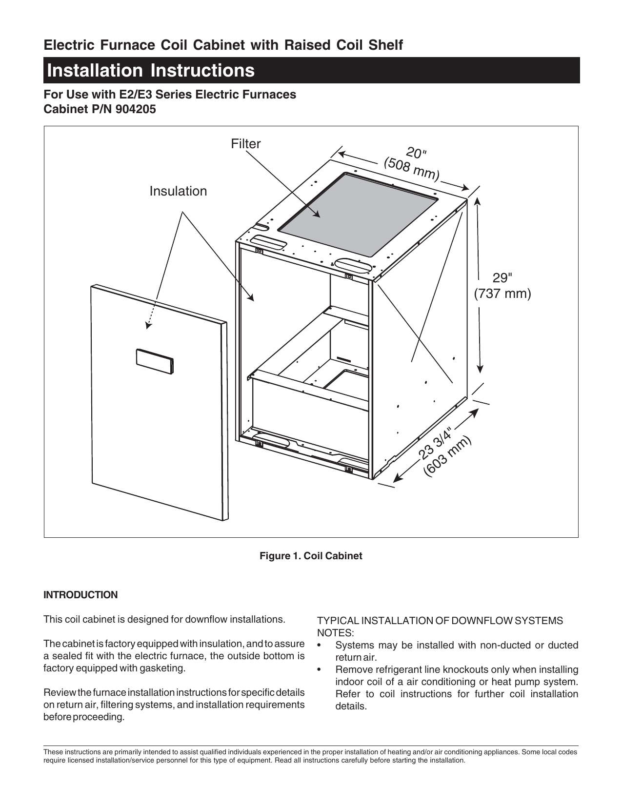 Unbranded E2 E3 Coil Furnace Cabinet With Raised Coil Shelf Kit Installation Instruction Manualzz