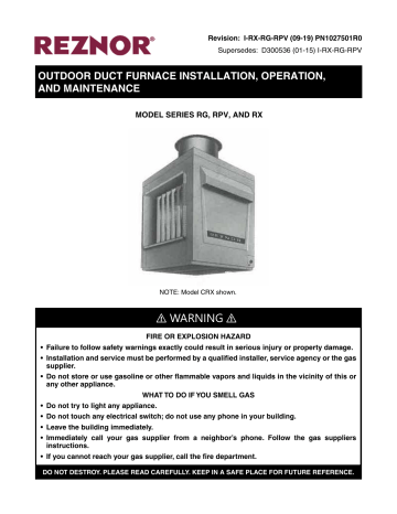 Component Descriptions and Adjustments. Reznor RG, RPV, CRX, RX | Component Descriptions and Adjustments Wiring Diagram Override Thermostat Reznor Ag3 Manualzz