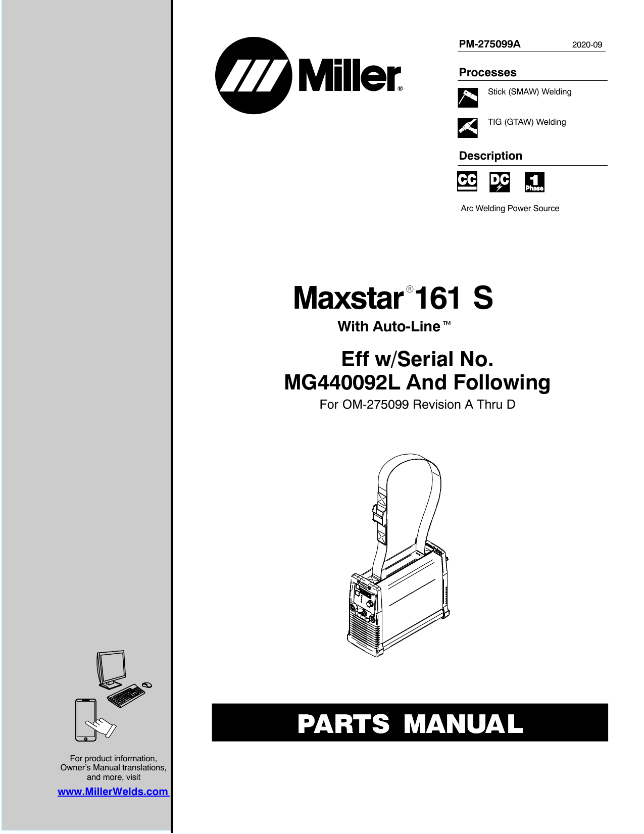 Miller MAXSTAR 161 STL Part Manual | Manualzz