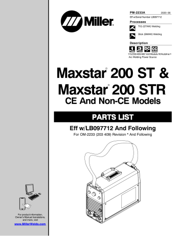 Miller MAXSTAR 200 STR Part Manual | Manualzz