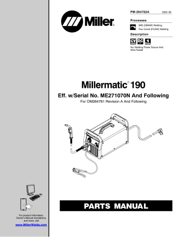 Miller MILLERMATIC 190 Part Manual | Manualzz