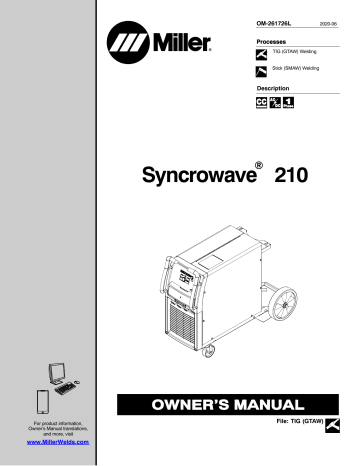 Miller SYNCROWAVE 210 Owner's Manual | Manualzz