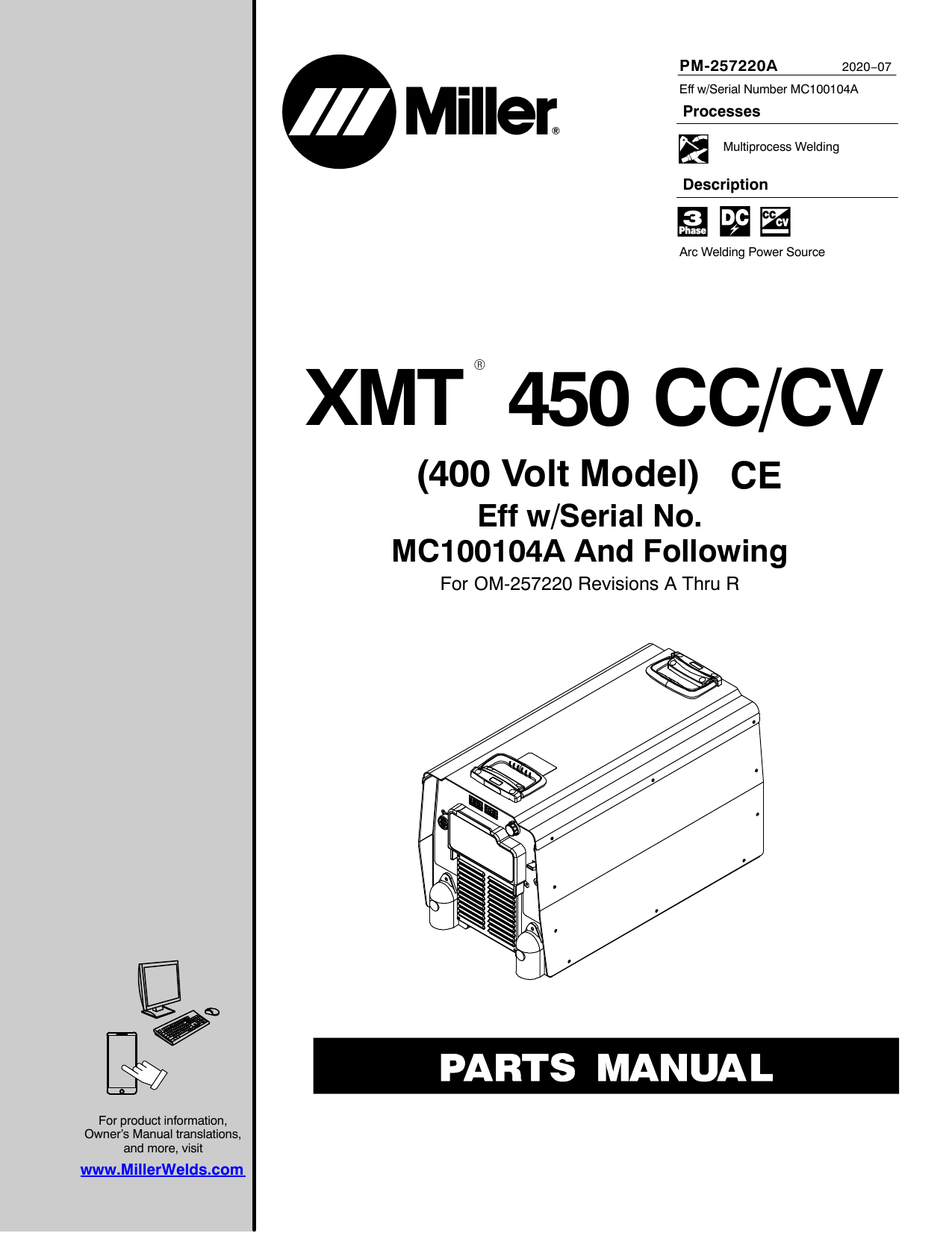 Miller XMT 450 CC/CV (400 VOLT MODEL) CE Part Manual | Manualzz