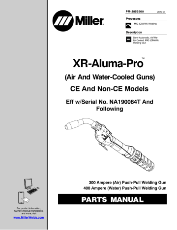 Miller XR-ALUMAPRO Part Manual | Manualzz