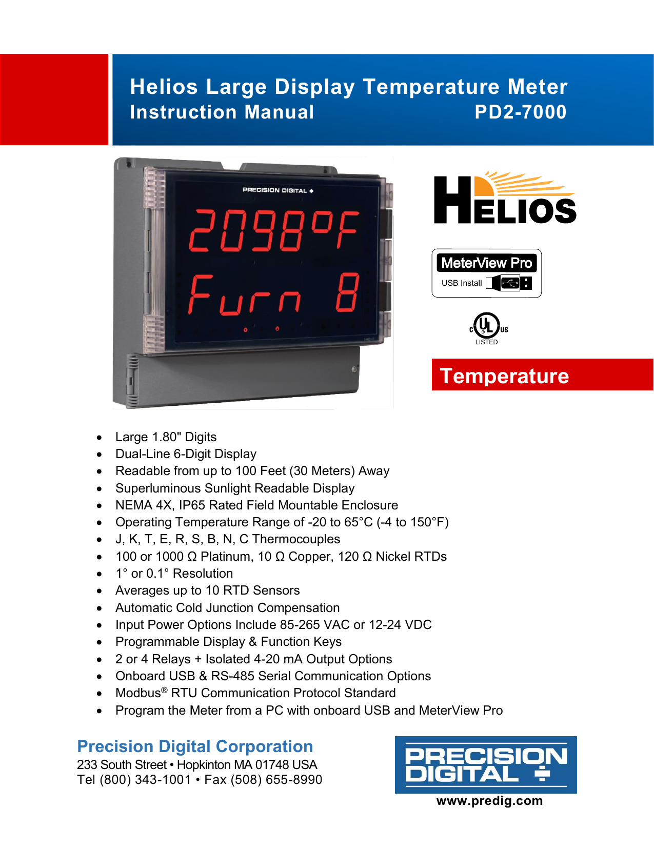 PRECISION DIGITAL PD2-7000 User manual | Manualzz