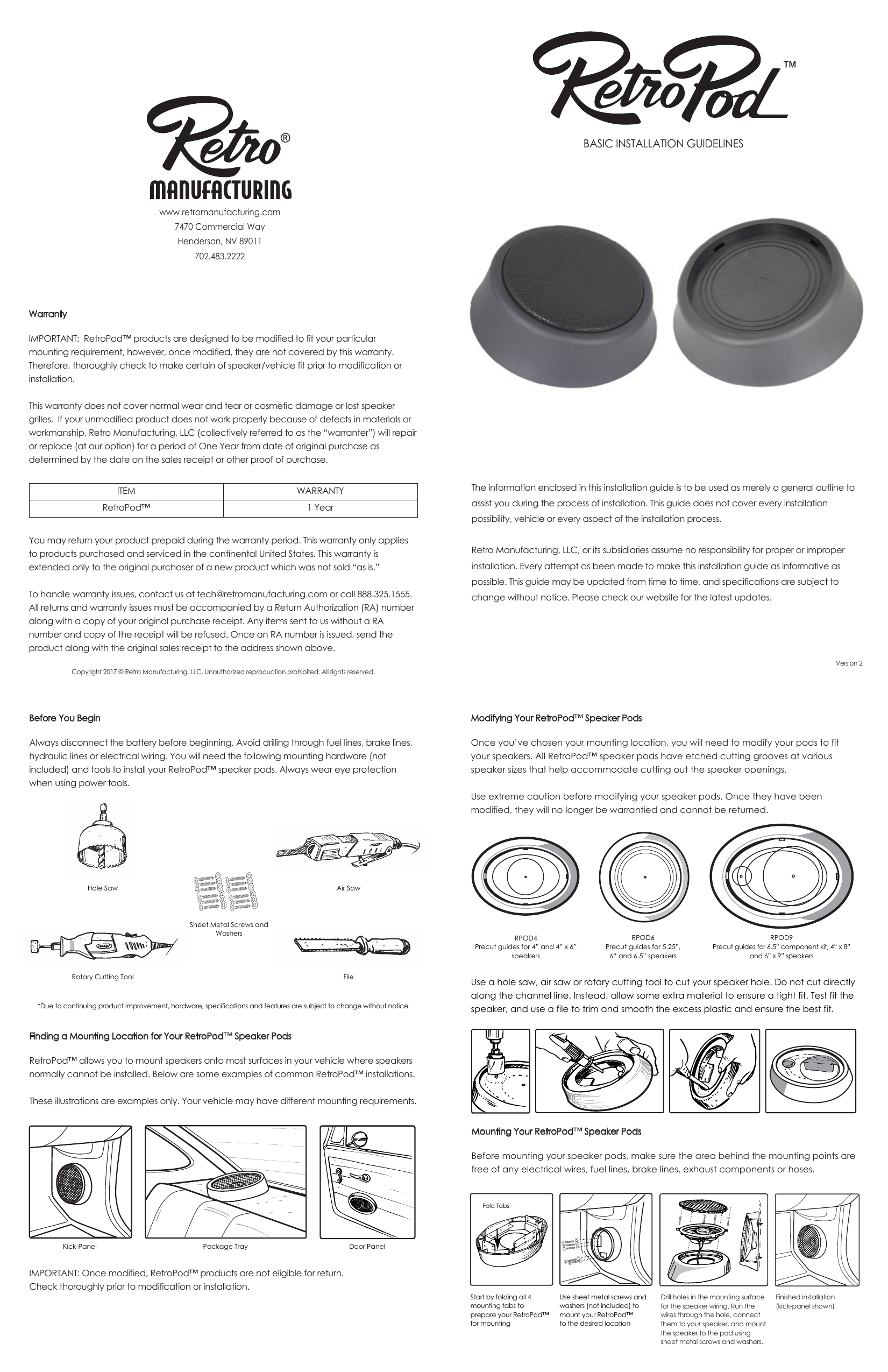 retrosound kick panels on Retrosound Retropod Owner S Manual Manualzz