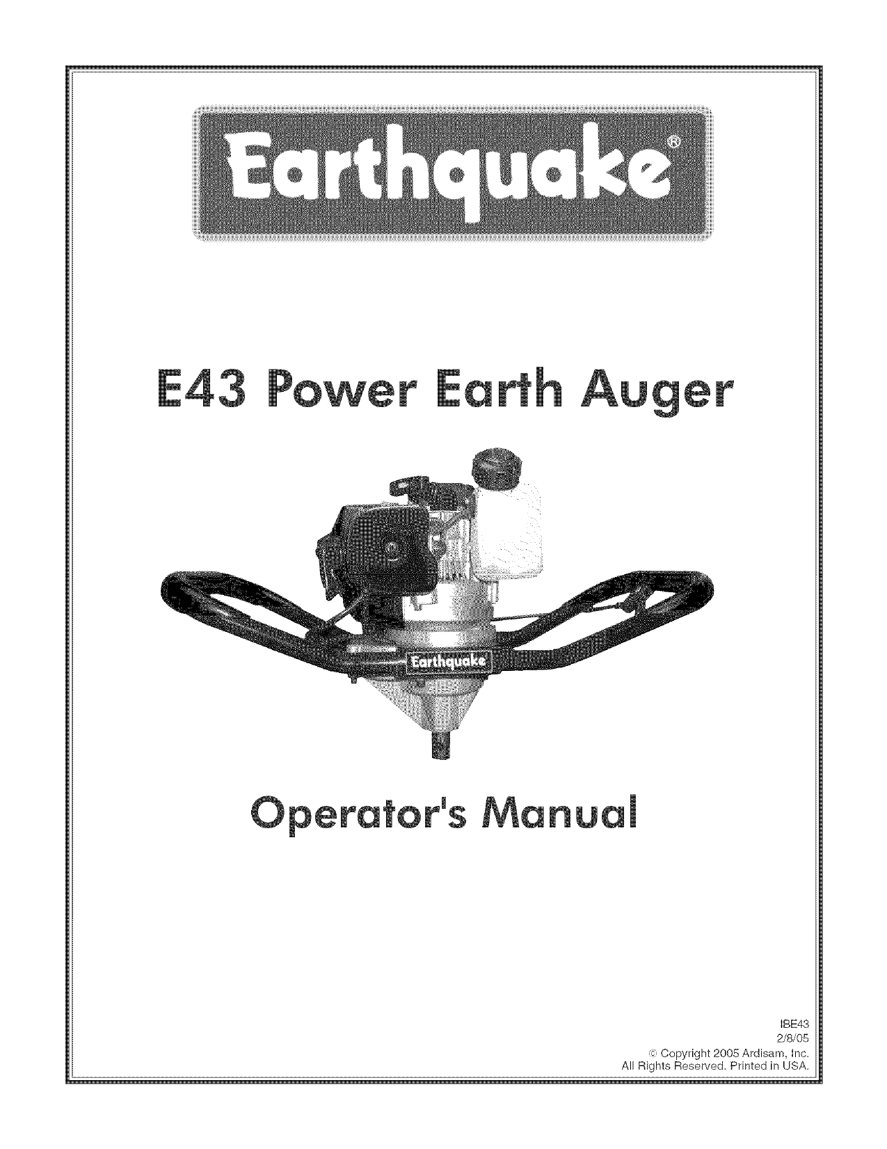 Earthquake E43 Power Earth Auger Owner's Manual | Manualzz