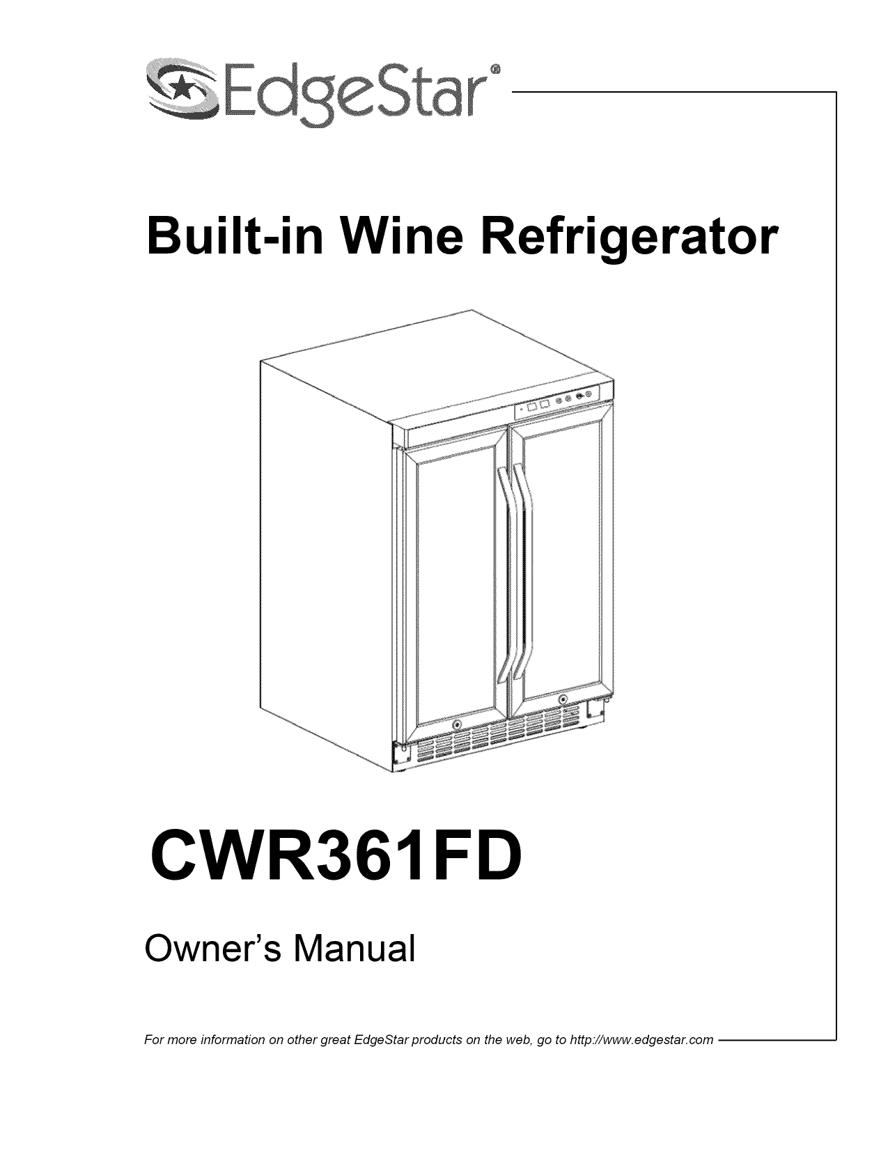 Edgestar CWR361FD Wine Cooler Owner's Manual Manualzz