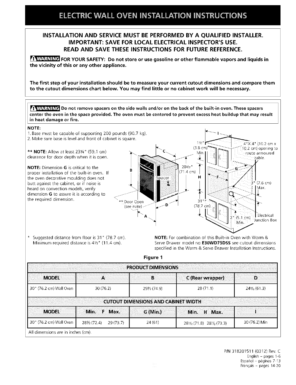Electrolux E30EW75DSS1 Wall Oven installation Guide Manualzz