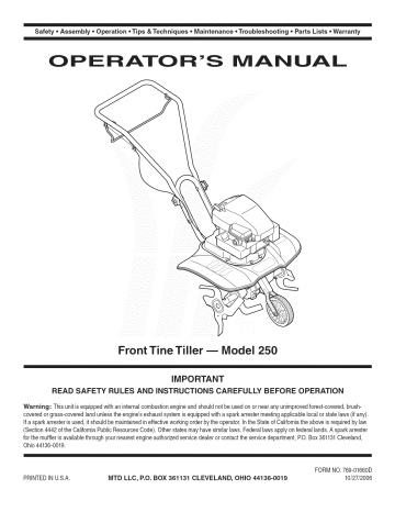 MTD 21A-251E000 Front-Tine Tiller Owner's Manual | Manualzz