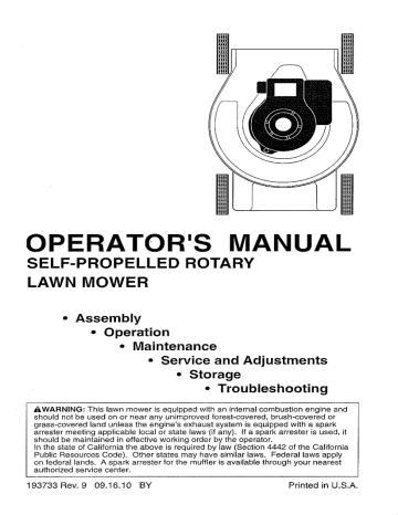 Yard Pro Y160Y21R Lawn Mower Manual - Download PDF | Manualzz