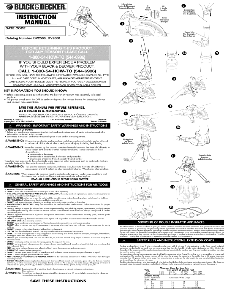 Black Decker Bv2500 Type 3 Bv2500 Type 7 Bv2500 Type 6 Owner S Manual Manualzz