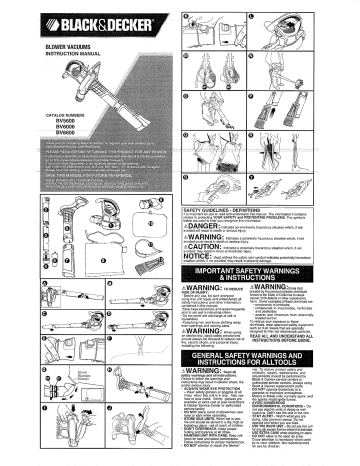 Black & Decker BV6600 TYPE 1, BV6600, BV6000 TYPE 1, BV5600 TYPE 1 Owner's  manual