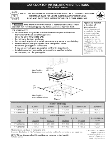 Frigidaire FGGC3065KWB Cooktop installation Guide | Manualzz