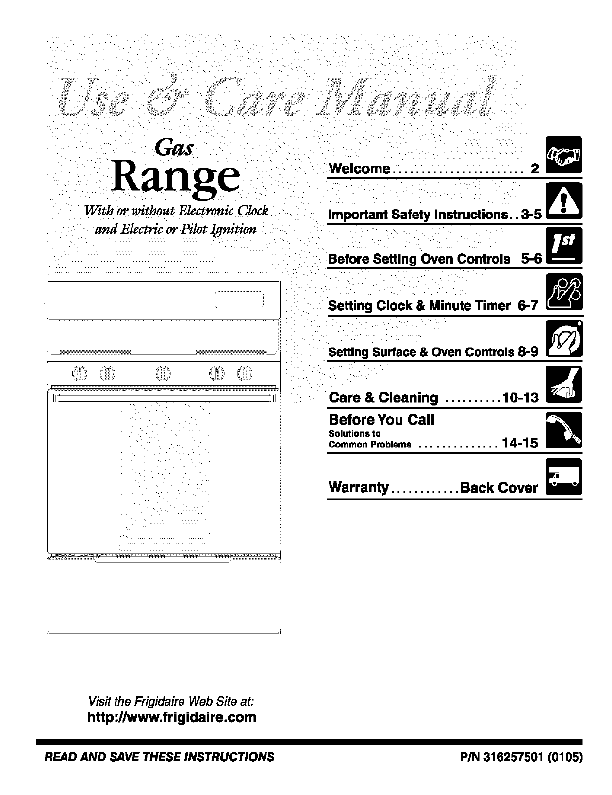 Frigidaire FGF312BSA Gas Range Owner's Manual Manualzz