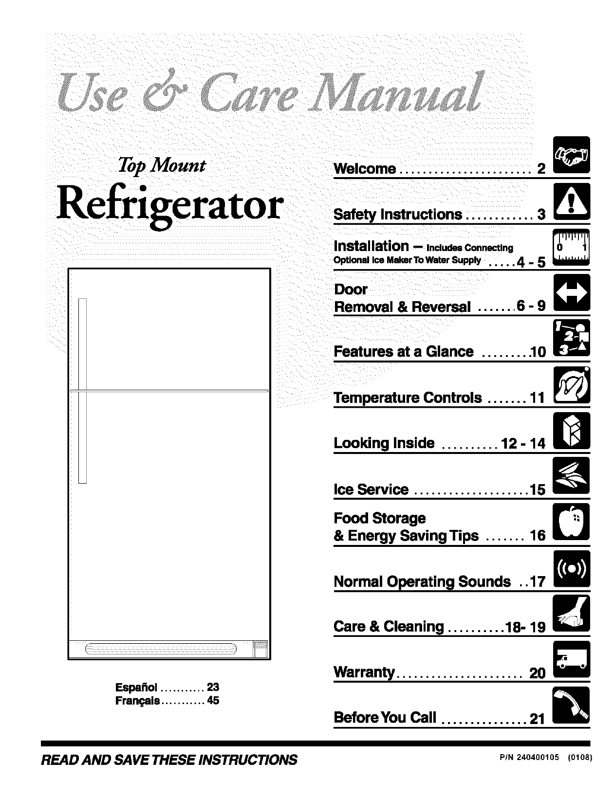 Frigidaire FRT14B4AW1 Refrigerator Owner's Manual Manualzz