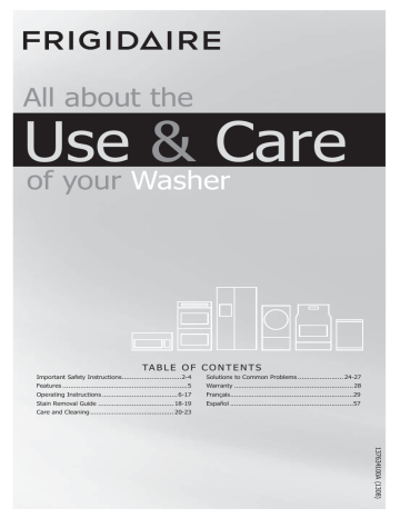 Frigidaire FFFW4000QW0 Washer Owner's Manual | Manualzz