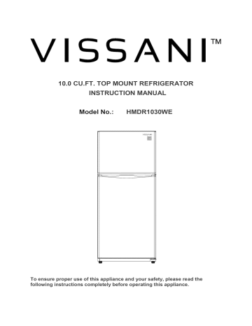 vissani refrigerator hmdr1030we