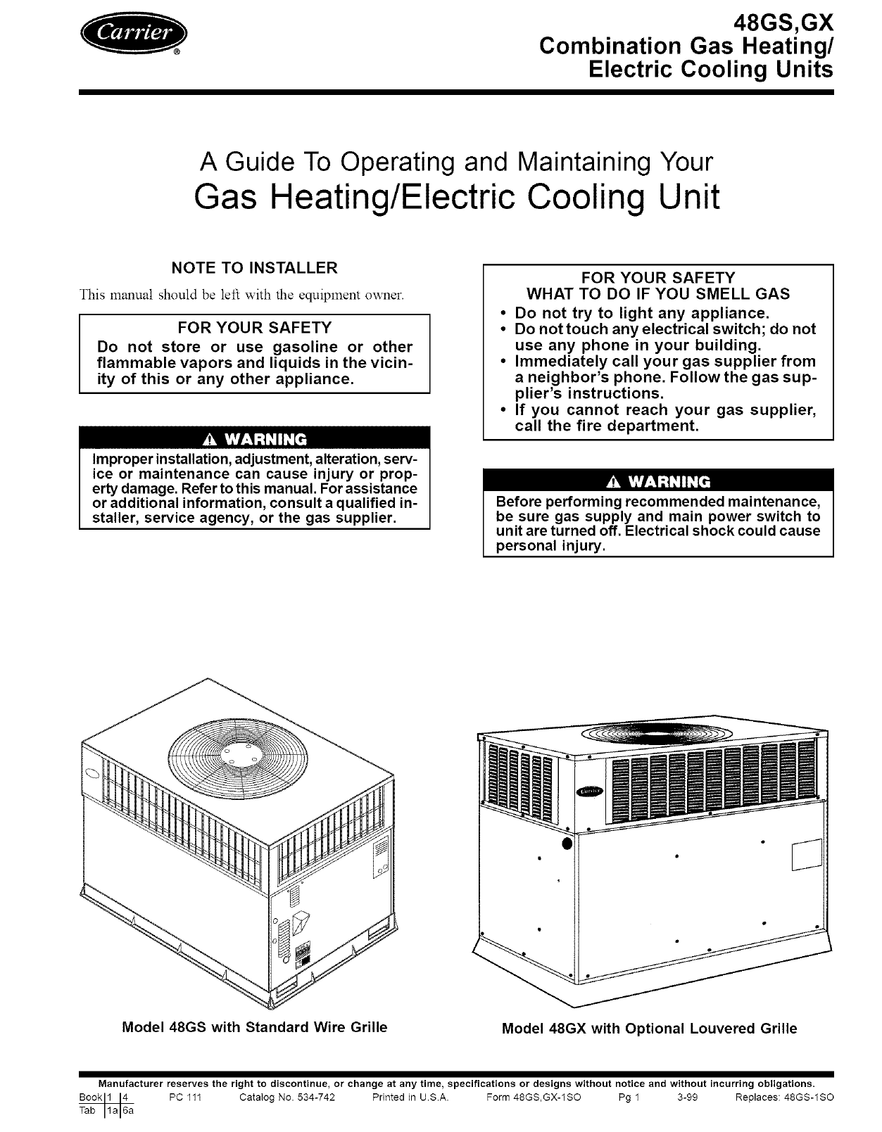 Carrier 48GS036090300 Owner's manual | Manualzz