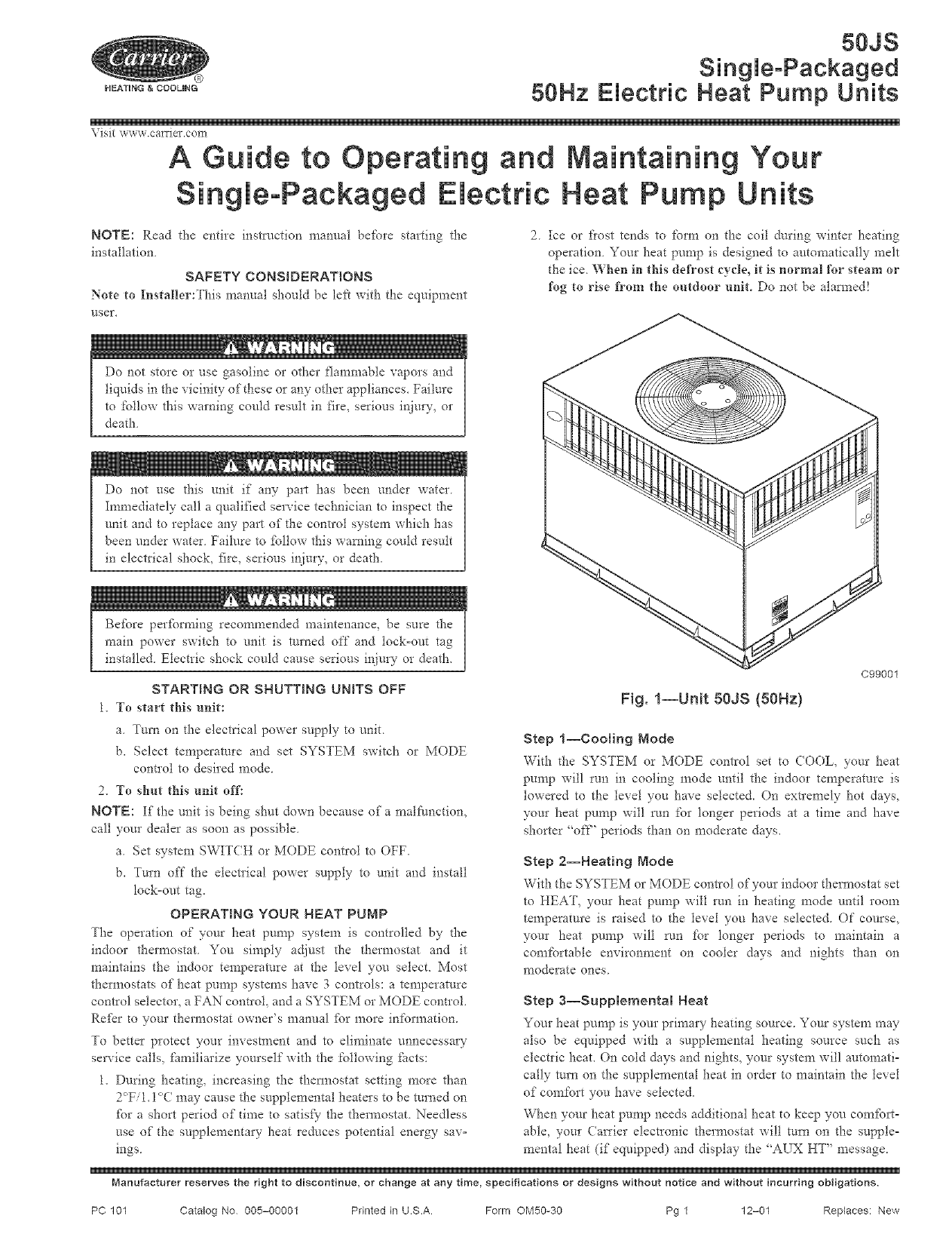 Carrier 50JS024300 Heat Pump Owner's Manual | Manualzz