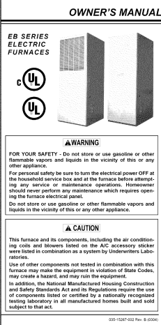 Coleman Evcon Eb15b Furnace Owner's Manual